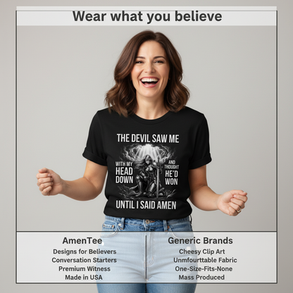 Warrior of Amen Faith Armor T-Shirt_product_table