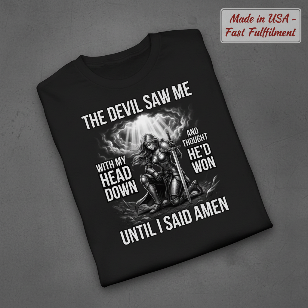 Warrior of Amen Faith Armor T-Shirt_fold_tilt
