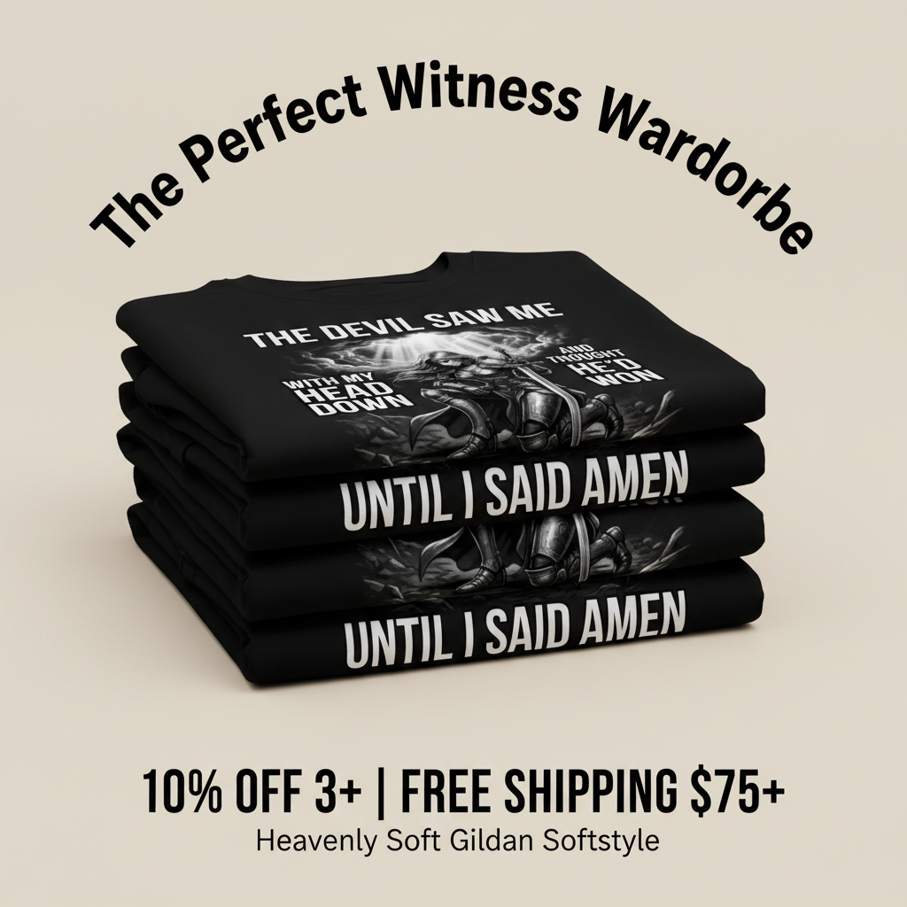 Warrior of Amen Faith Armor T-Shirt_stacked_promotion