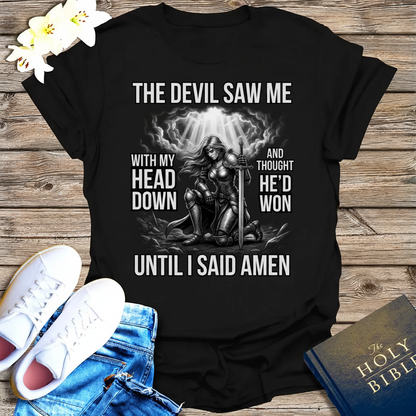 Warrior of Amen Faith Armor T-Shirt_triple_model
