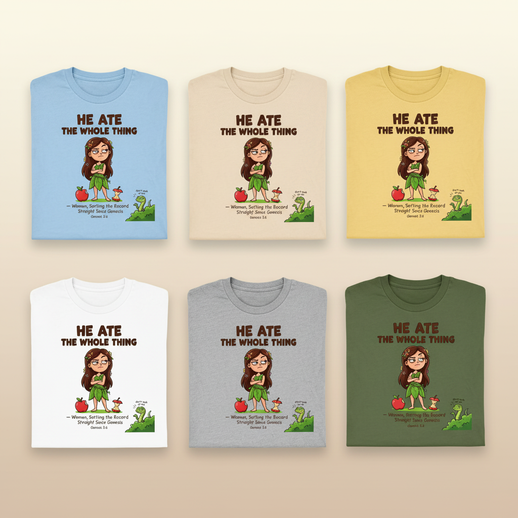 He Ate the Whole Thing T-Shirt_6color_grid