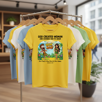Wow, Man! Creation Humor T-Shirt_boutique_rack