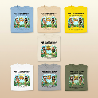 Wow, Man! Creation Humor T-Shirt_6color_grid
