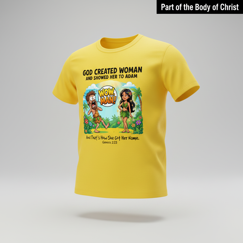 Wow, Man! Creation Humor T-Shirt_3d_float