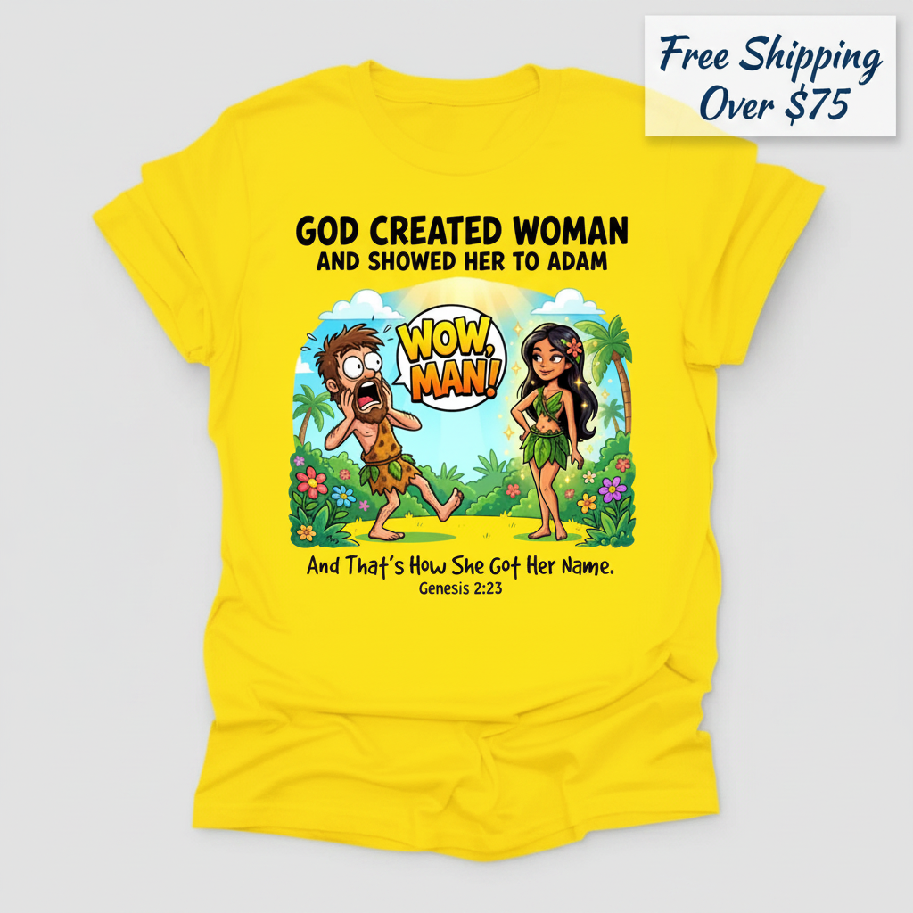 Wow, Man! Creation Humor T-Shirt_clean
