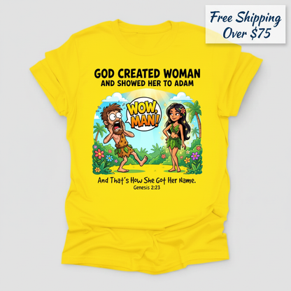 Wow, Man! Creation Humor T-Shirt_clean