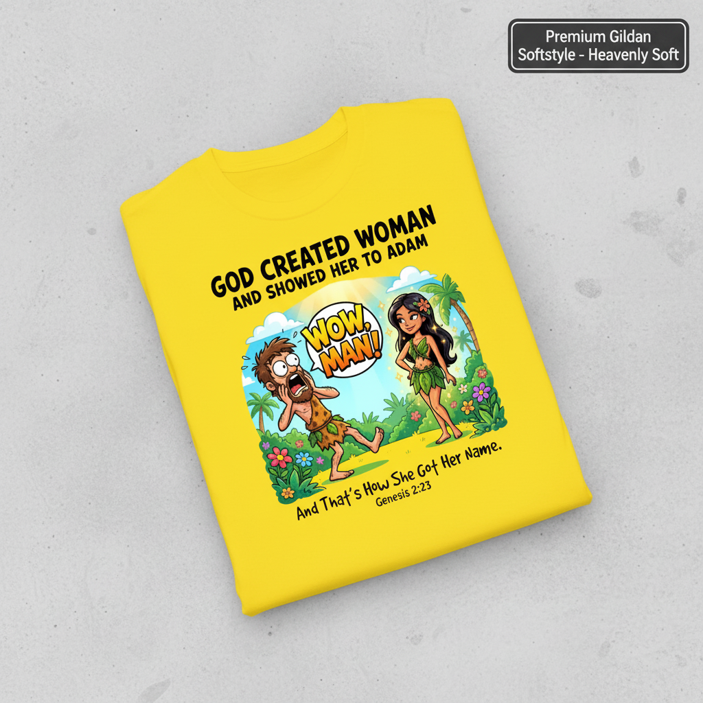 Wow, Man! Creation Humor T-Shirt_fold_tilt