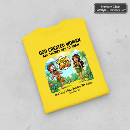 Wow, Man! Creation Humor T-Shirt_fold_tilt