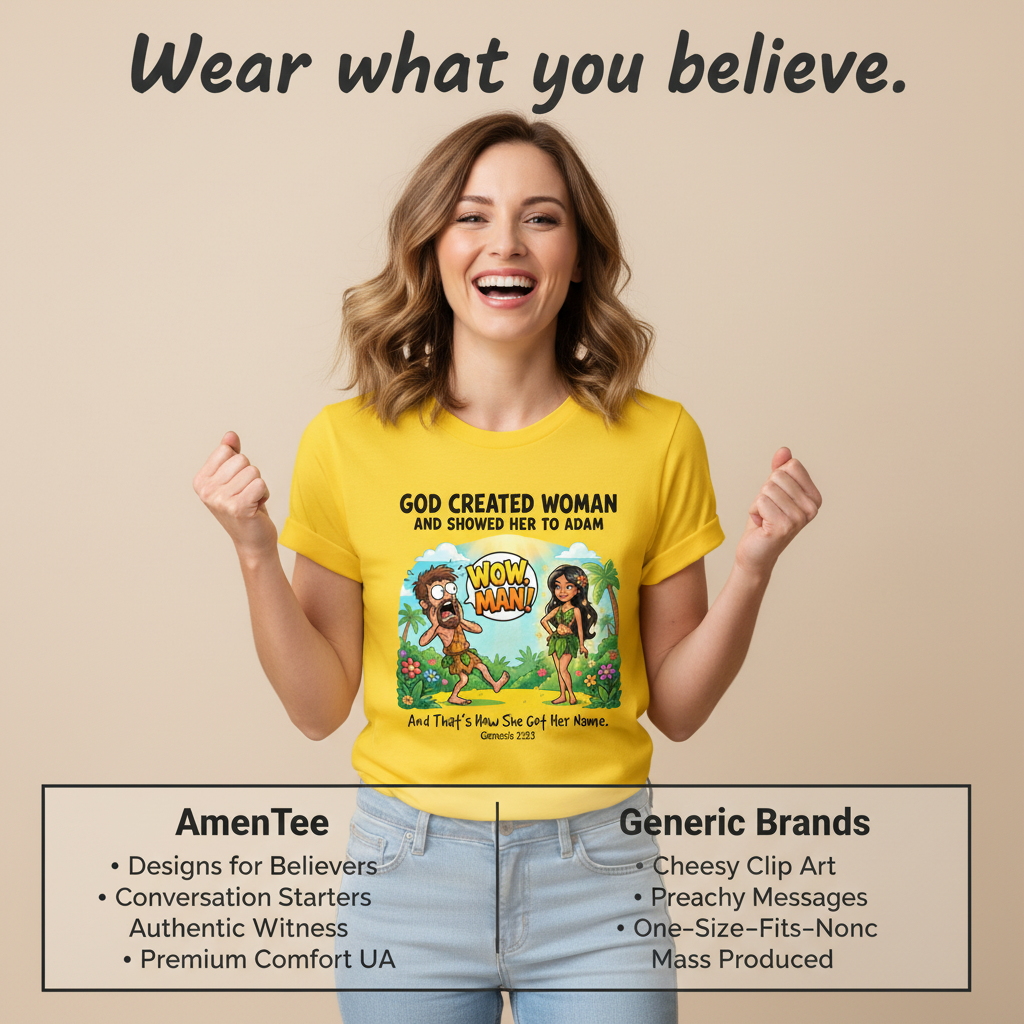 Wow, Man! Creation Humor T-Shirt_product_table