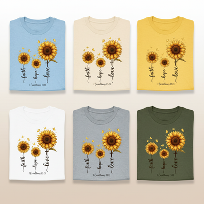 Faith Hope Love Sunflower T-Shirt_6color_grid