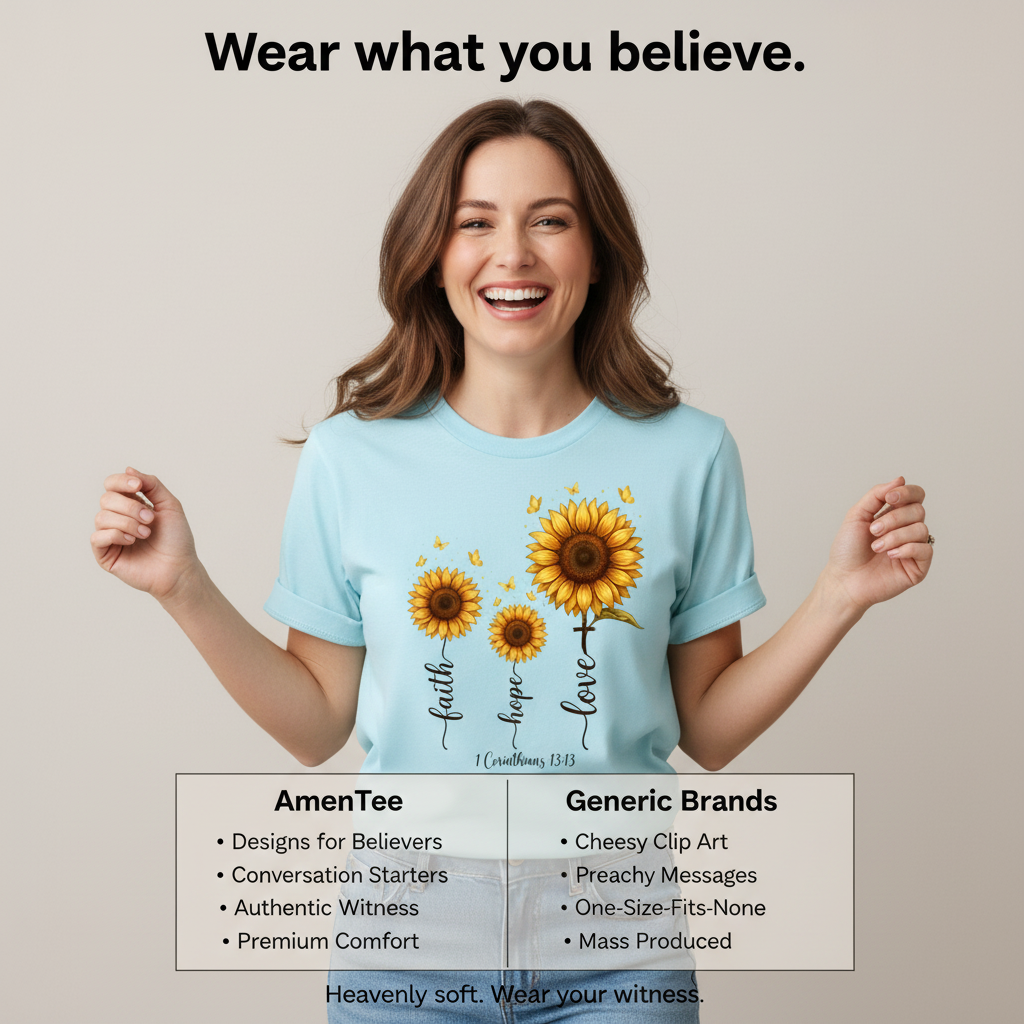Faith Hope Love Sunflower T-Shirt_product_table
