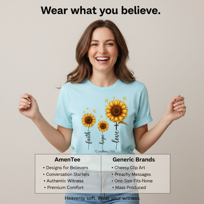 Faith Hope Love Sunflower T-Shirt_product_table