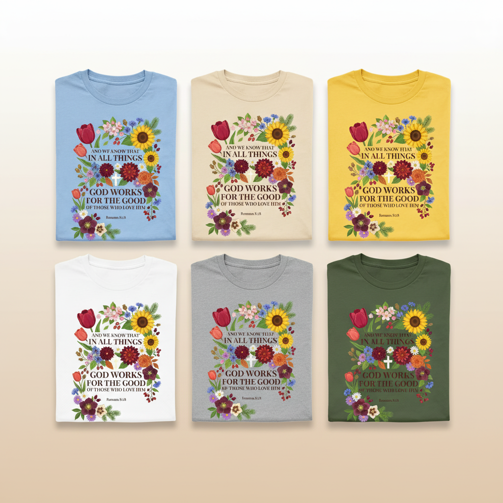 God Works for the Good T-Shirt_6color_grid