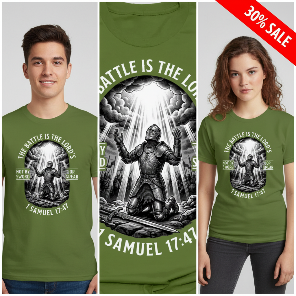 The Battle Is the Lord’s T-Shirt_triple_model