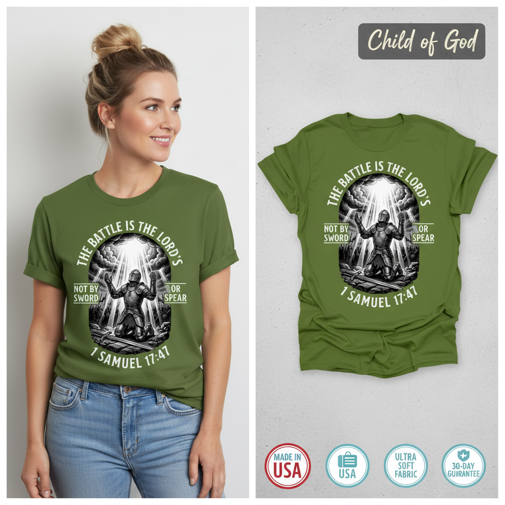 The Battle Is the Lord’s T-Shirt_model_flat