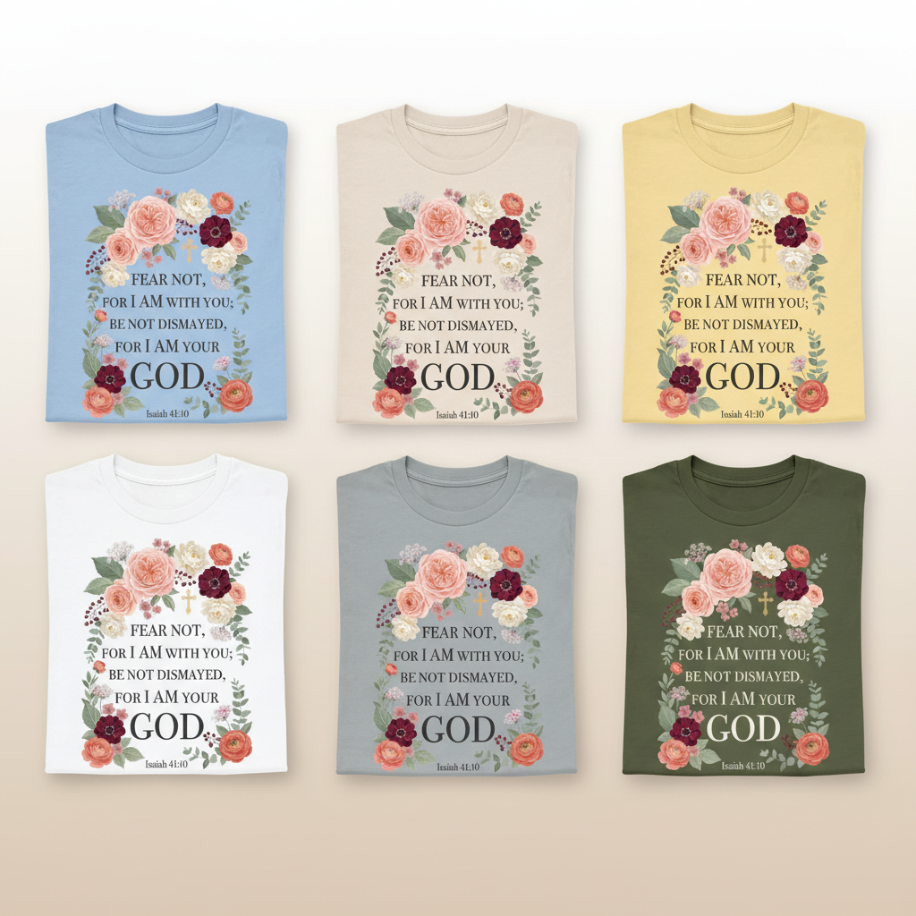 Fear Not Floral Scripture T-Shirt_6color_grid