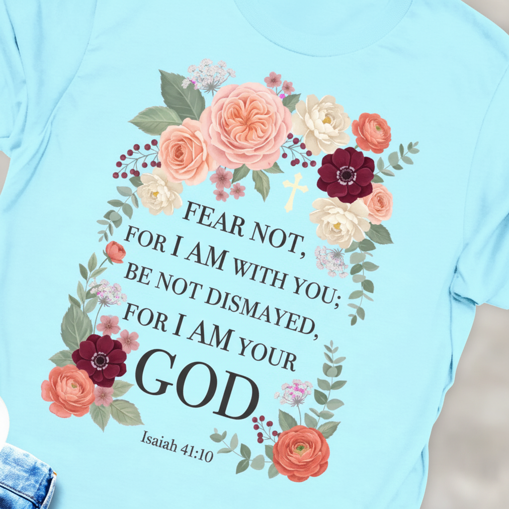 Fear Not Floral Scripture T-Shirt_extreme_za