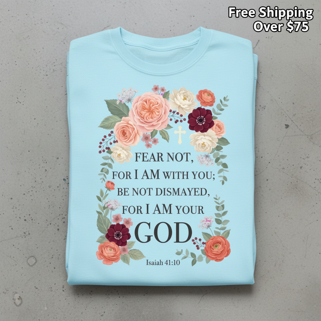 Fear Not Floral Scripture T-Shirt_stacked_flatlay