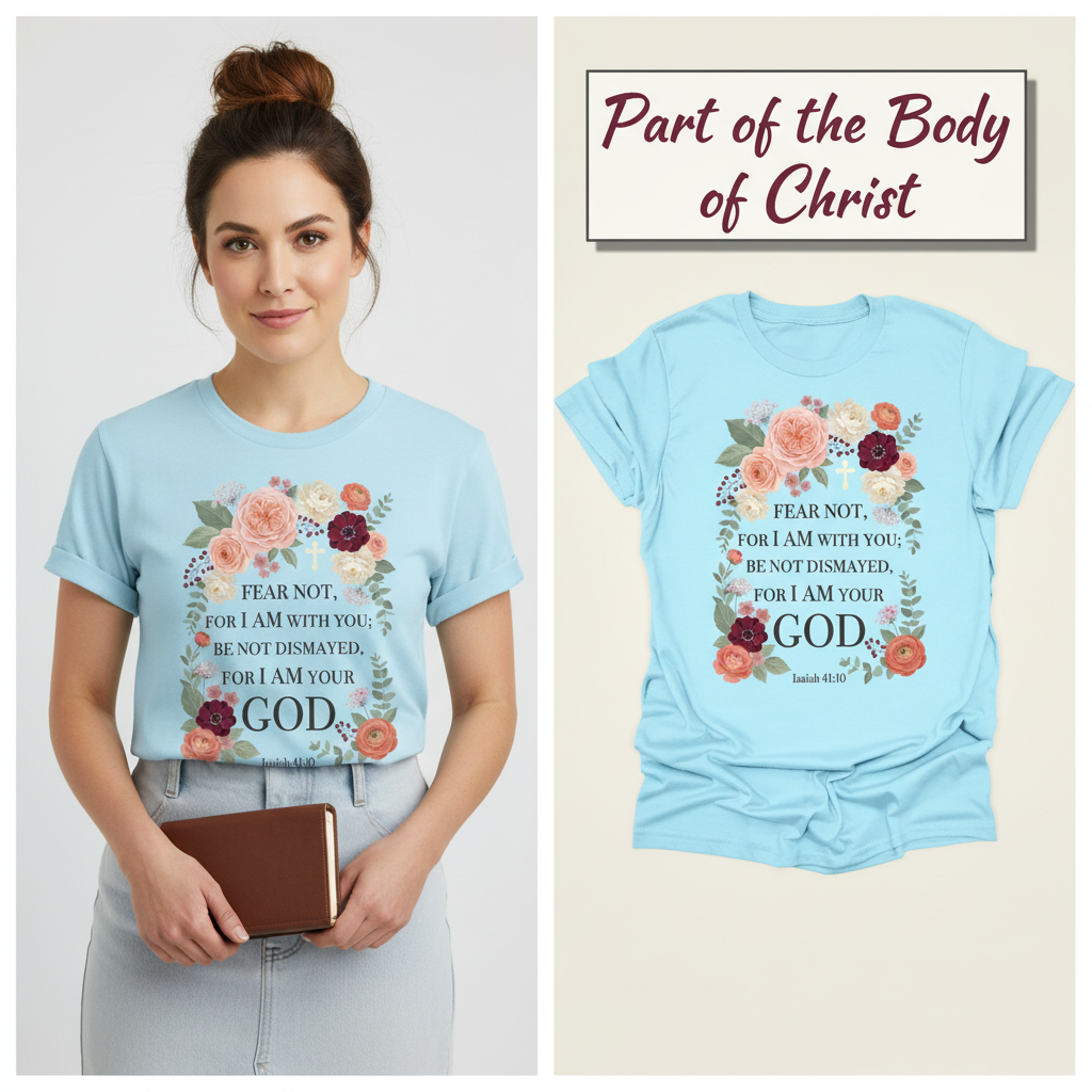 Fear Not Floral Scripture T-Shirt_model_flat