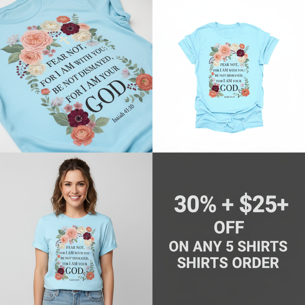 Fear Not Floral Scripture T-Shirt_4_panel
