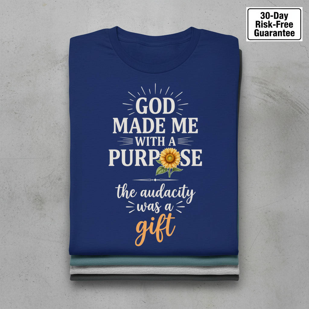 Purpose and Audacity T-Shirt_stacked_flatlay