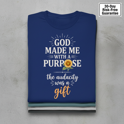 Purpose and Audacity T-Shirt_stacked_flatlay