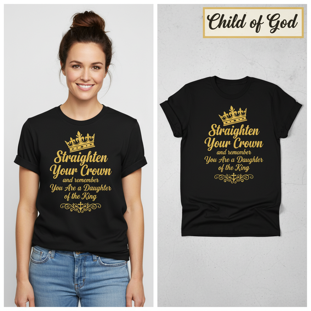 Daughter of the King Crown T-Shirt_model_flat