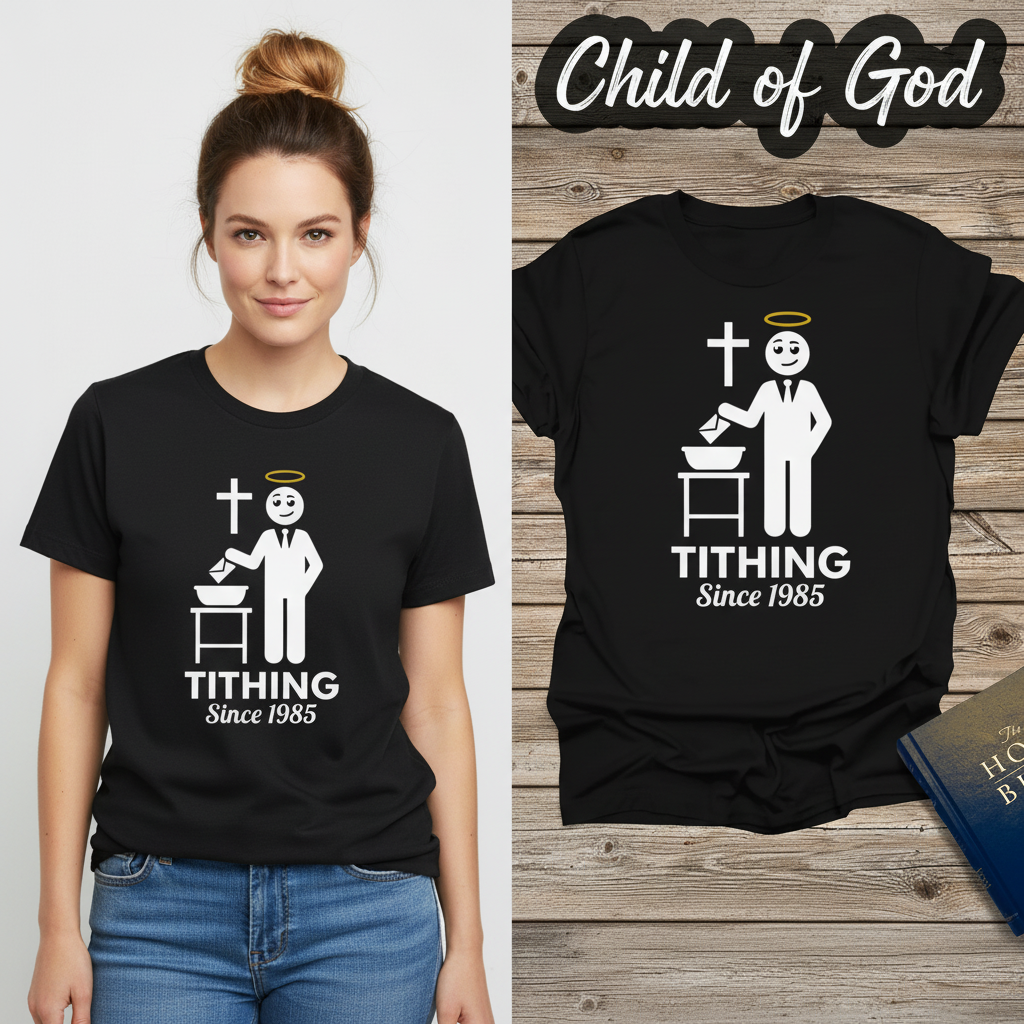 Tithing Since 1985 T-Shirt_model_flat