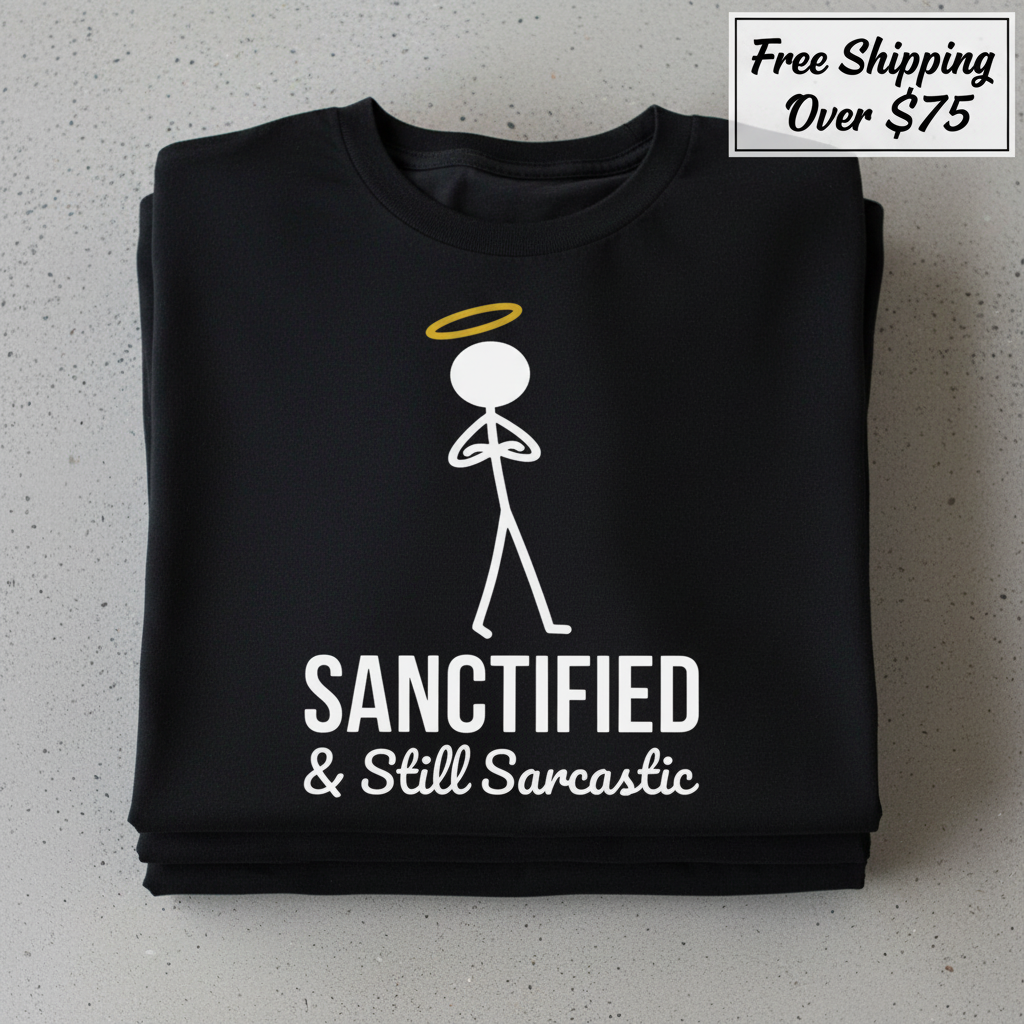 Sanctified & Sarcastic T-Shirt_stacked_flatlay