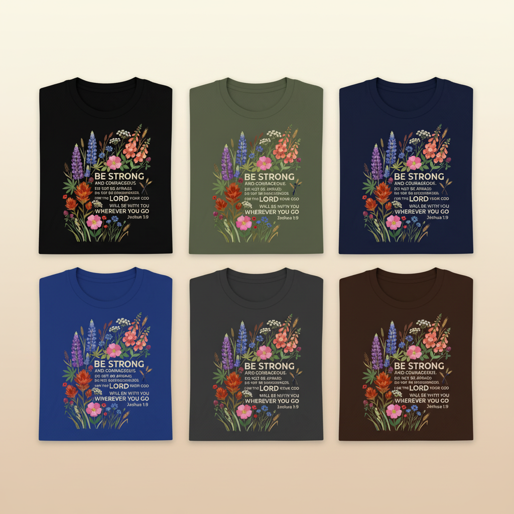 Floral Courage Scripture T-Shirt_6color_grid