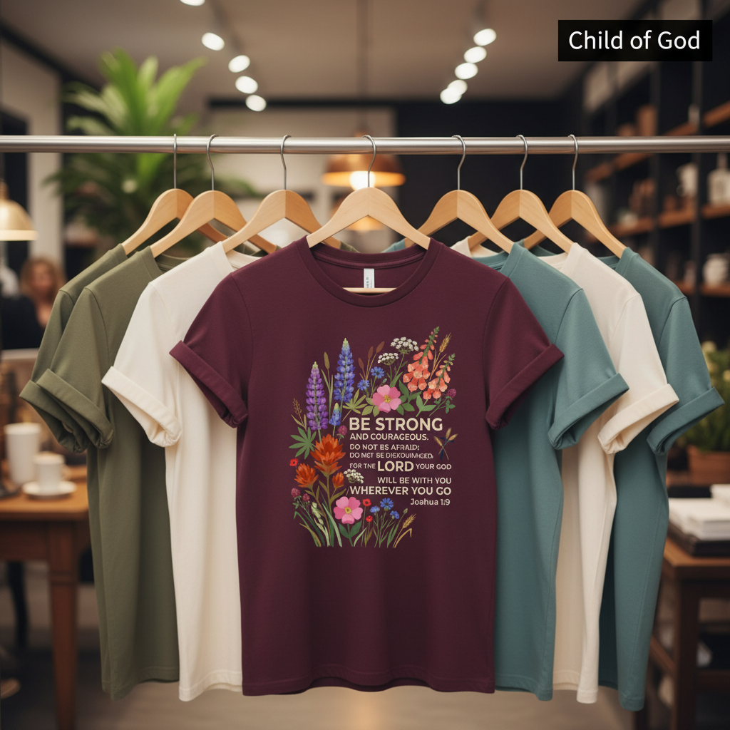 Floral Courage Scripture T-Shirt_boutique_rack