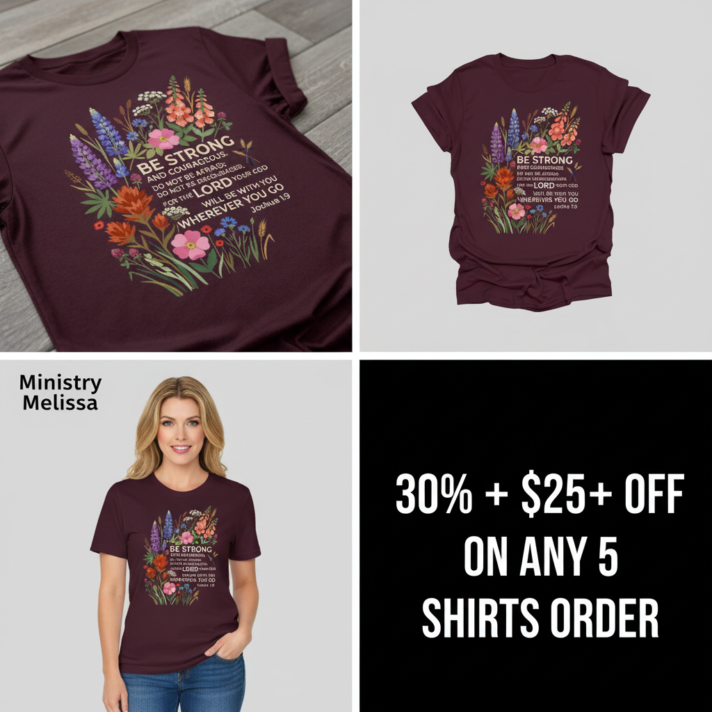 Floral Courage Scripture T-Shirt_4_panel