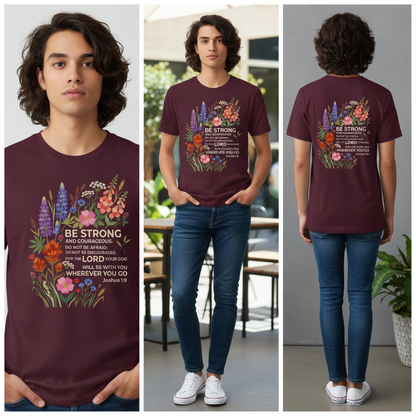 Floral Courage Scripture T-Shirt_triple_model