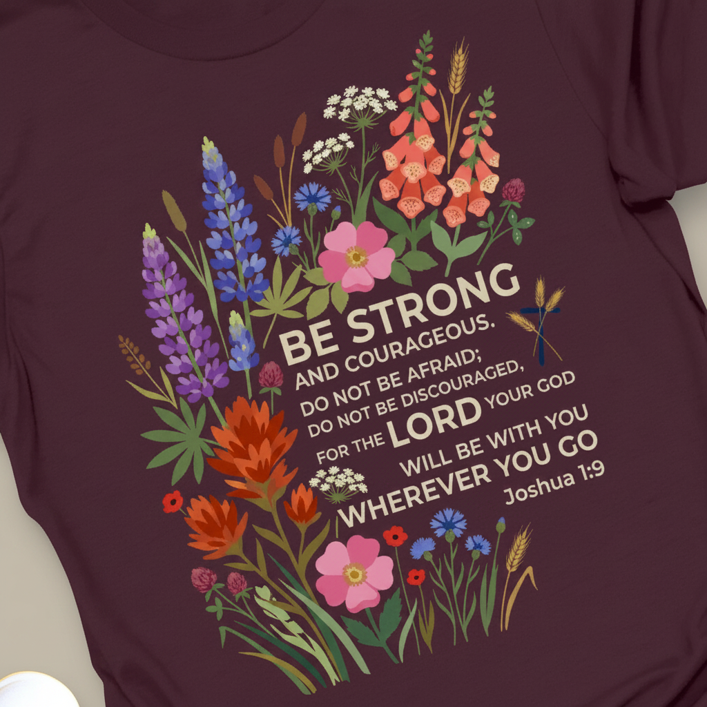 Floral Courage Scripture T-Shirt_extreme_za