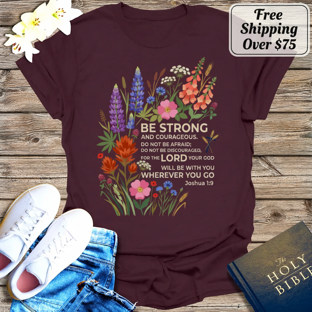Floral Courage Scripture T-Shirt_clean