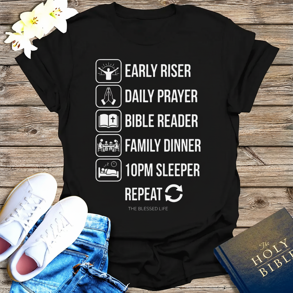 The Blessed Life Routine T-Shirt_dual_model_life