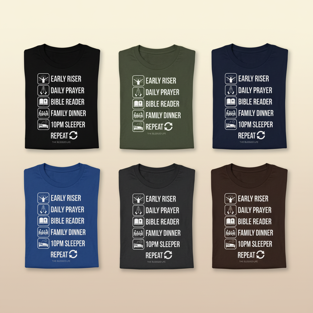 The Blessed Life Routine T-Shirt_6color_grid