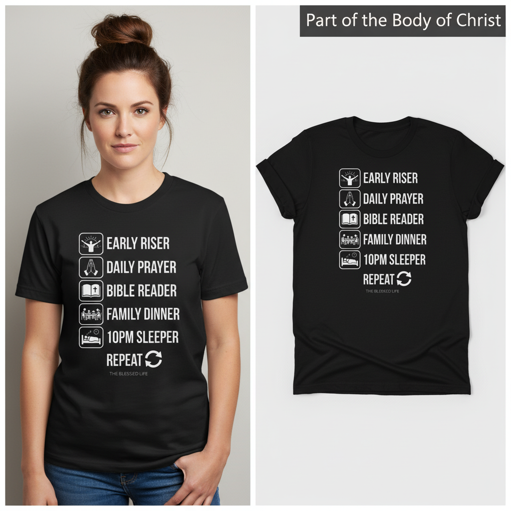 The Blessed Life Routine T-Shirt_model_flat