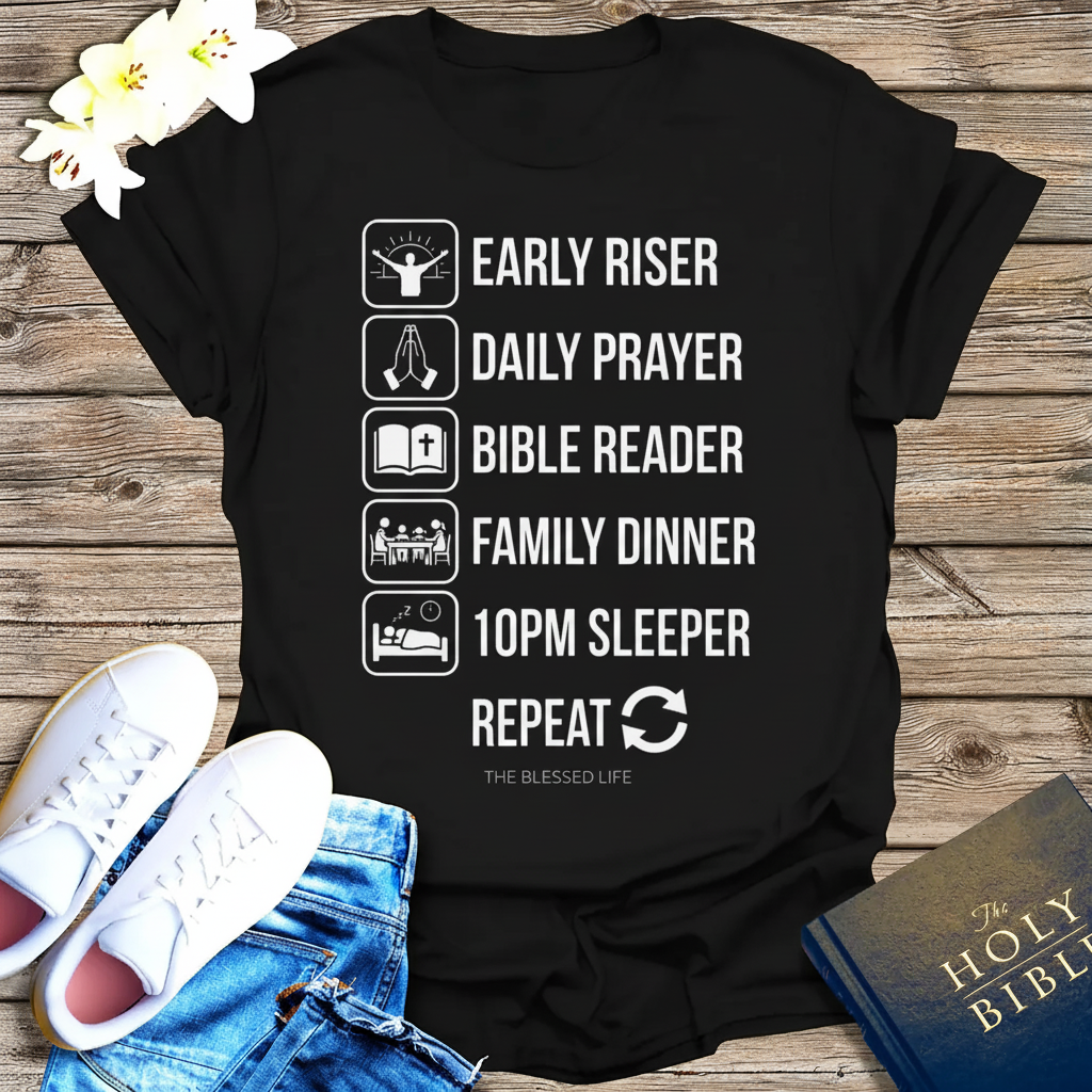The Blessed Life Routine T-Shirt_triple_model