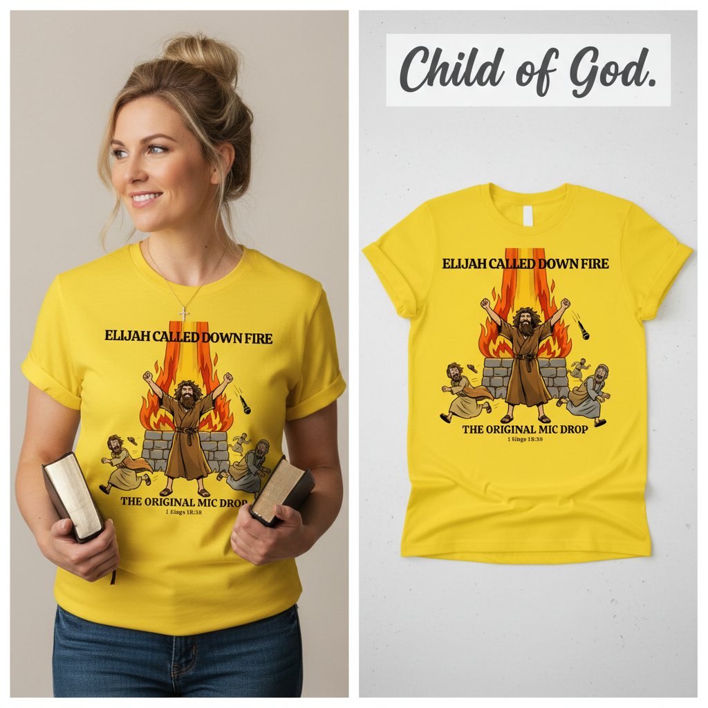 Elijah’s Fire Mic Drop T-Shirt_model_flat