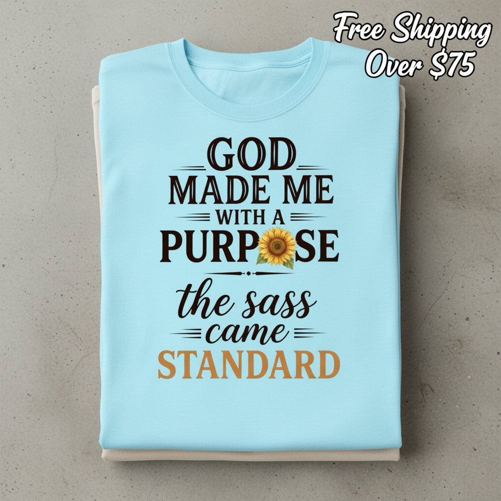 God Made Me With Sass T-Shirt_stacked_flatlay