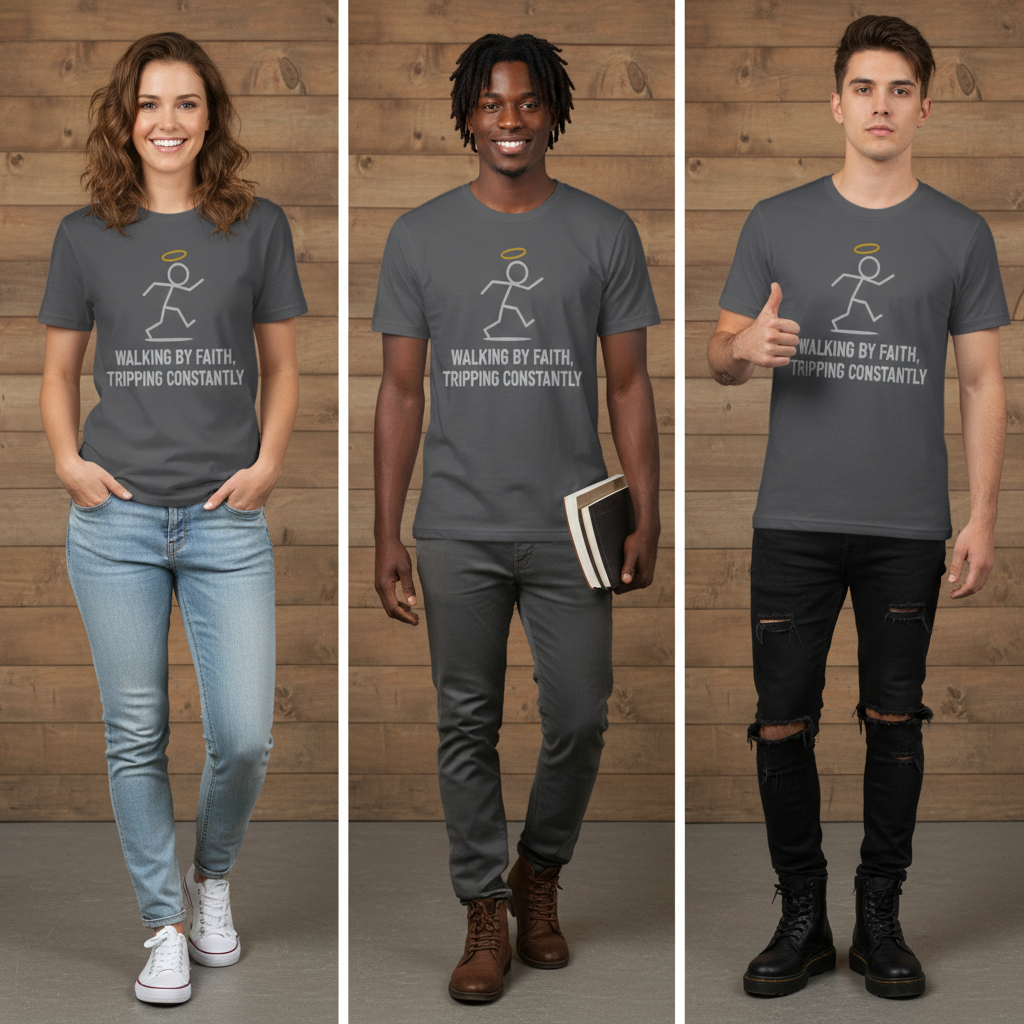 Walking by Faith T-Shirt_triple_model