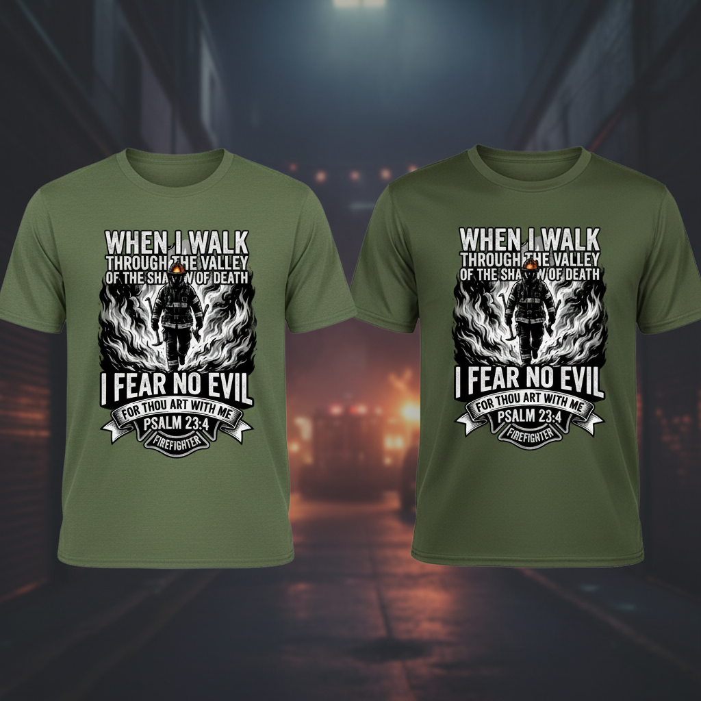 Fear No Evil Firefighter T-Shirt_dual_model_life