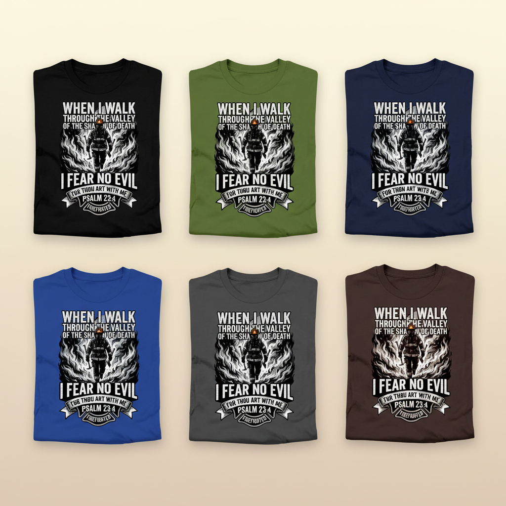 Fear No Evil Firefighter T-Shirt_6color_grid