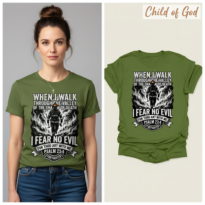 Fear No Evil Firefighter T-Shirt_model_flat