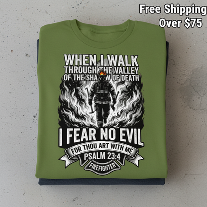 Fear No Evil Firefighter T-Shirt_stacked_flatlay