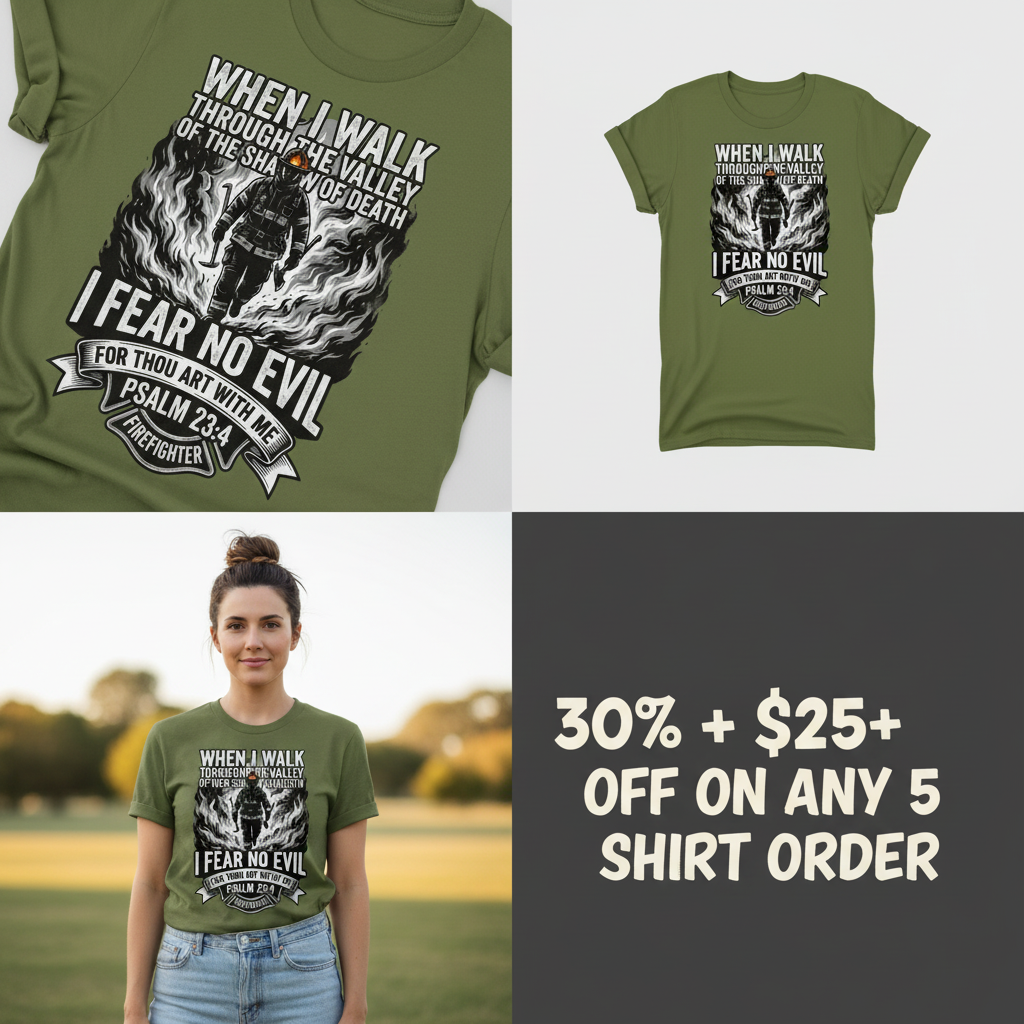 Fear No Evil Firefighter T-Shirt_4_panel