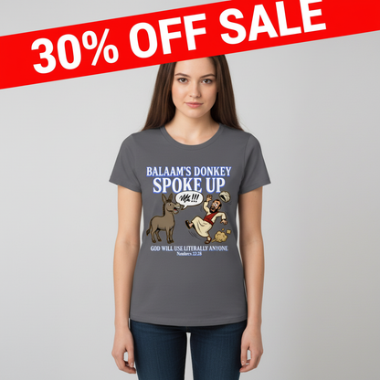 Balaam’s Donkey Spoke Up T-Shirt_triple_model