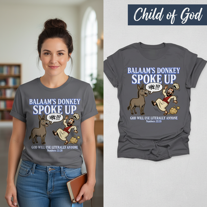 Balaam’s Donkey Spoke Up T-Shirt_model_flat