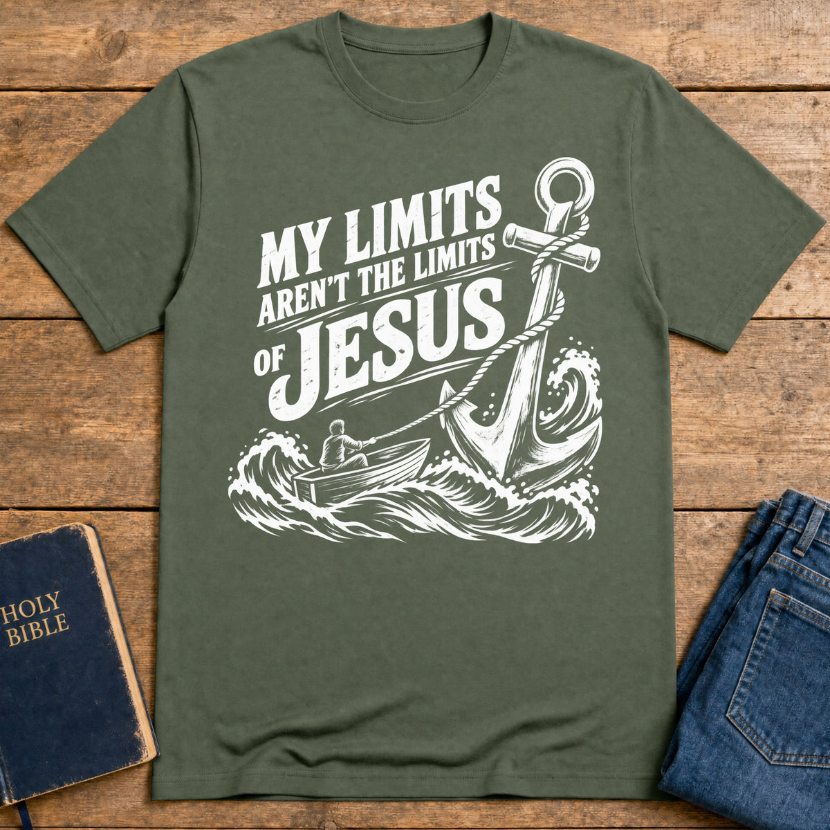 Jesus Beyond Limits T-Shirt — Military Green